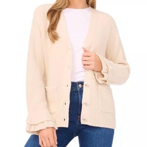 CeCe Cream Button-Up Cardigan